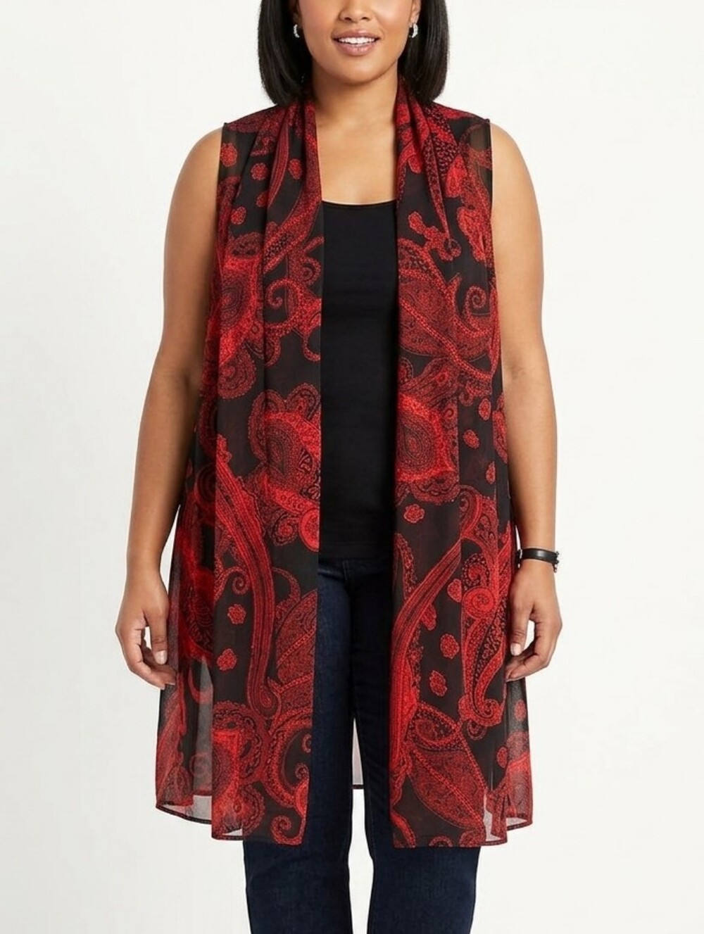 Paisley Cardigan Long Vest Size 3X